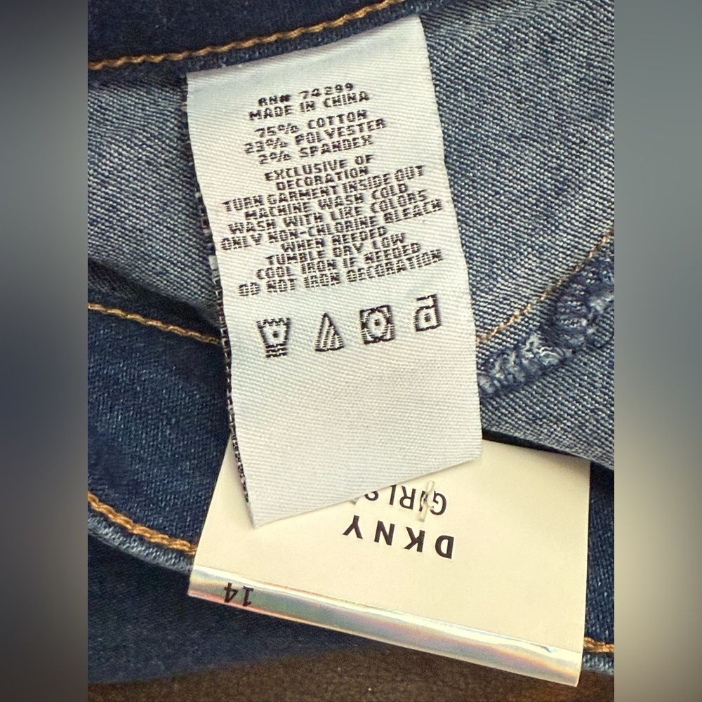 Girls Jeans Size 14 Blue Skinny Stretch Denim Distressed NWT” DKNY mtp(13) - Picture 9 of 9